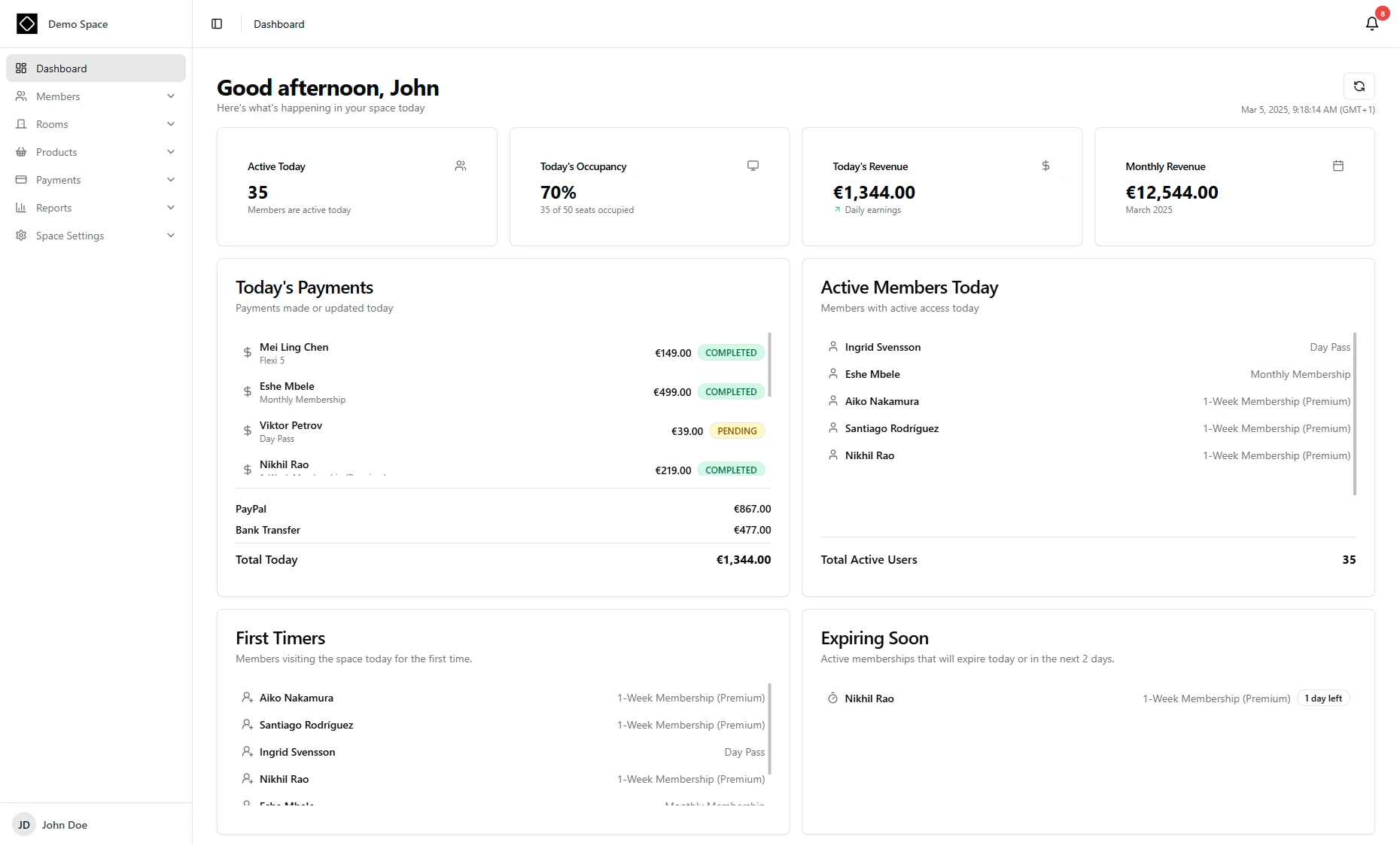 Easy Space desktop application interface